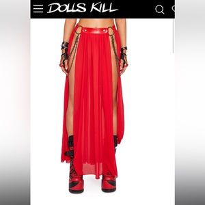 Dolls Kill Red Maxi Skirt